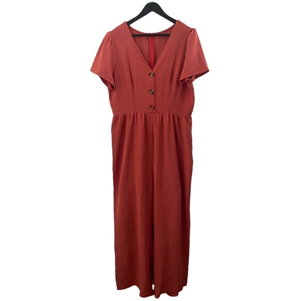 Burnt Orange Wide Leg Jumpsuit | Size: XL